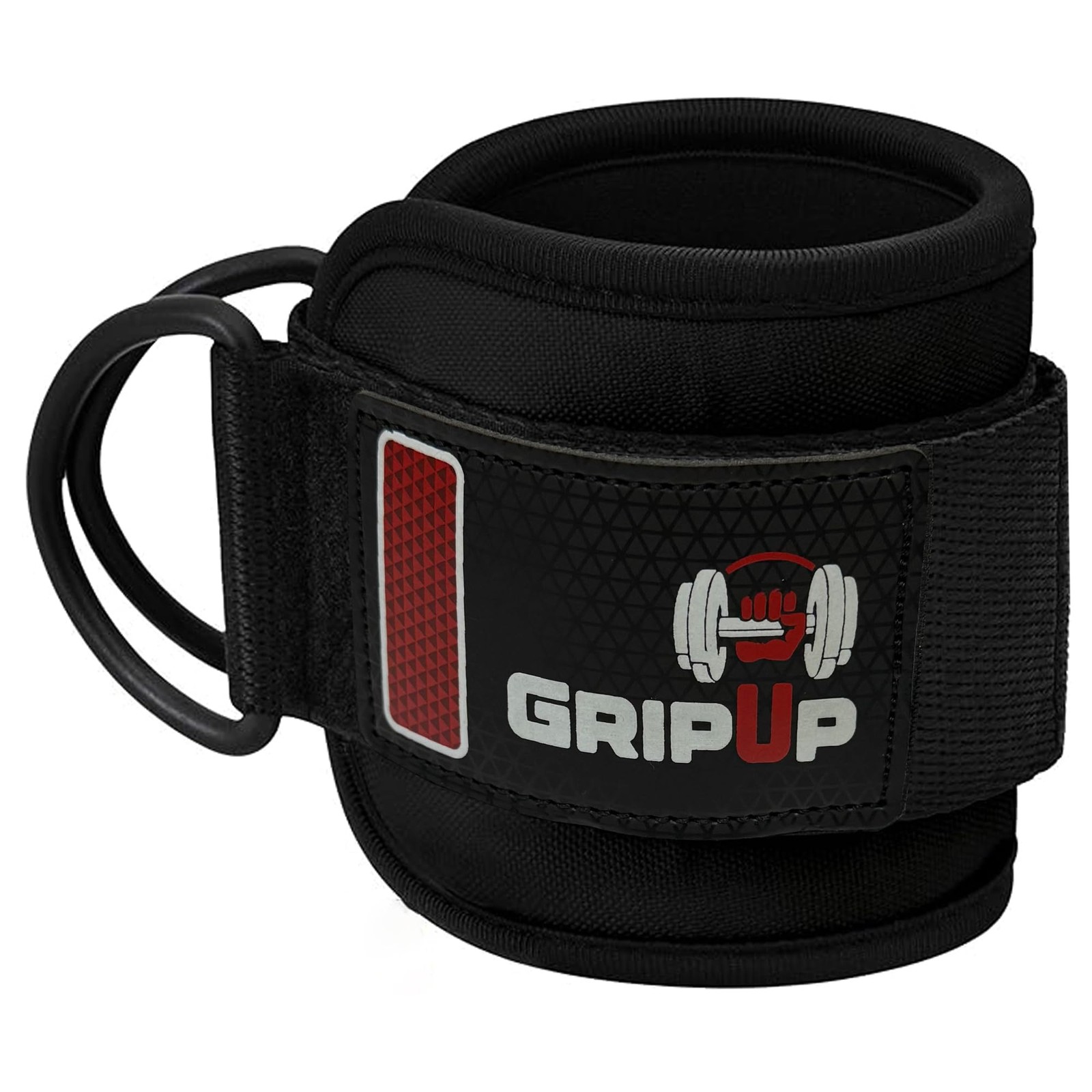 GripUp Adjustable Neoprene Ankle Straps for Cable Machines – Black Single
