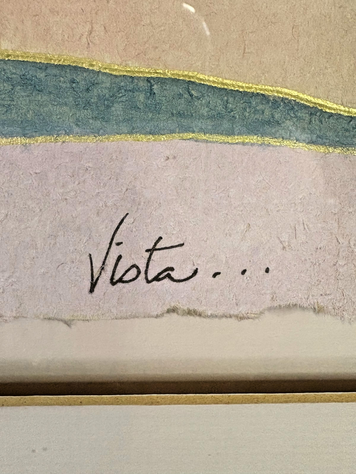 Lori “Vista” Torn Handmade Paper Collage Framed Abstract Landscape