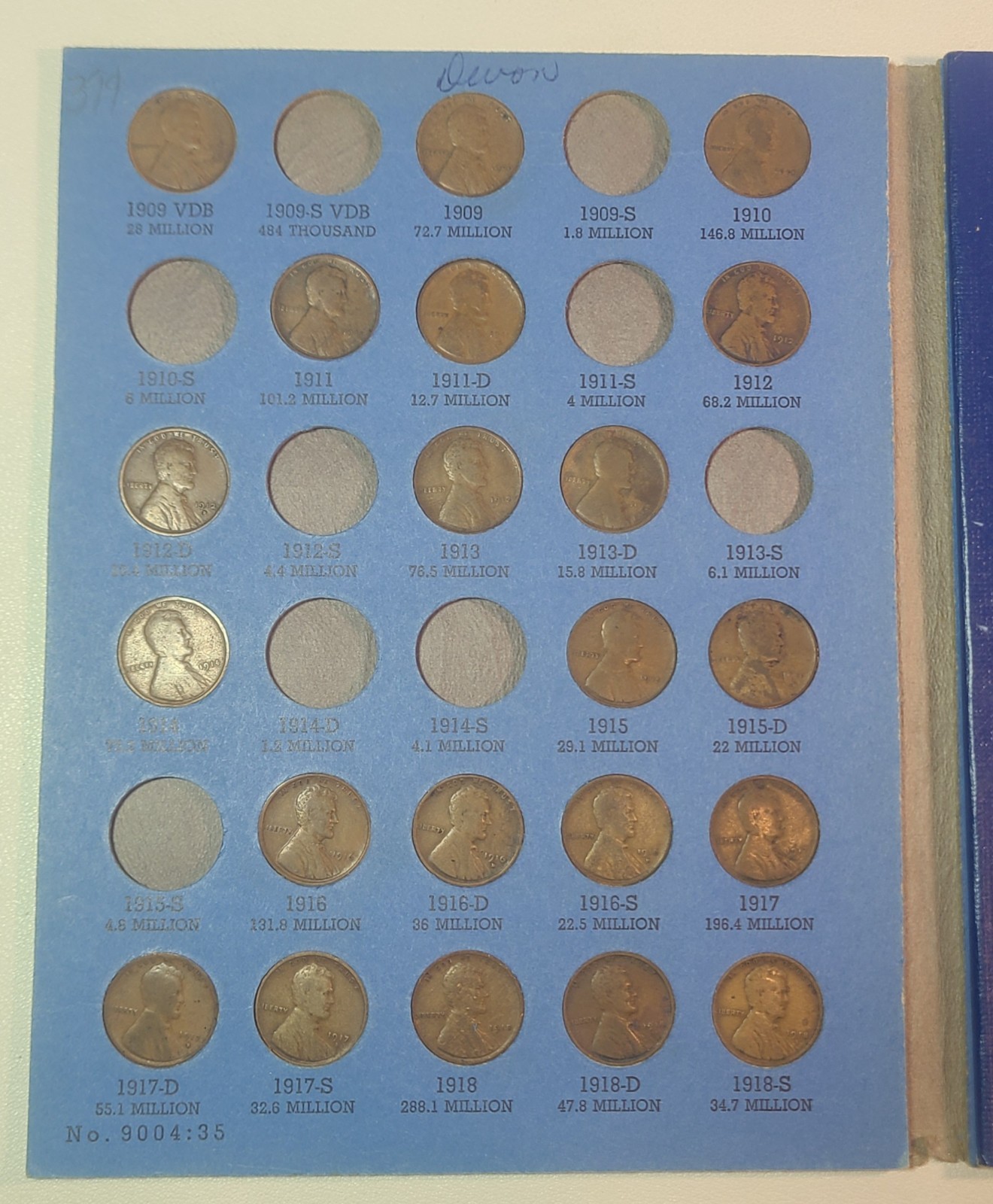 1909-1940 Lincoln Head Wheat Cent Set – 75/89 Complete