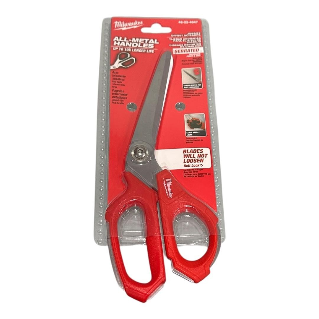 Milwaukee Jobsite Offset Scissors Serrated All-Metal Red 48-22-4047