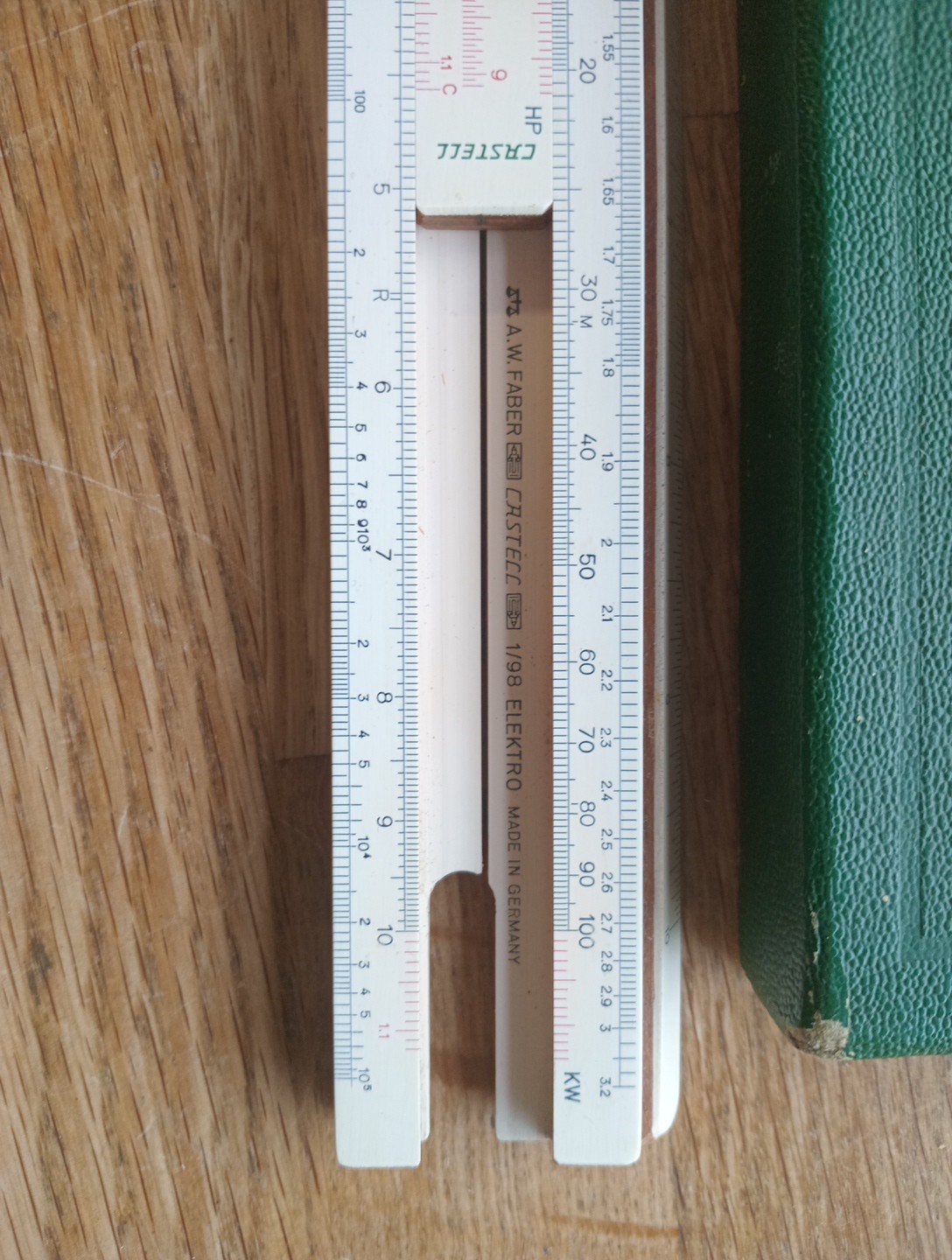 Fab Vintage Faber Castell 1/98 Elektro Slide Rule In Case Made In Germany