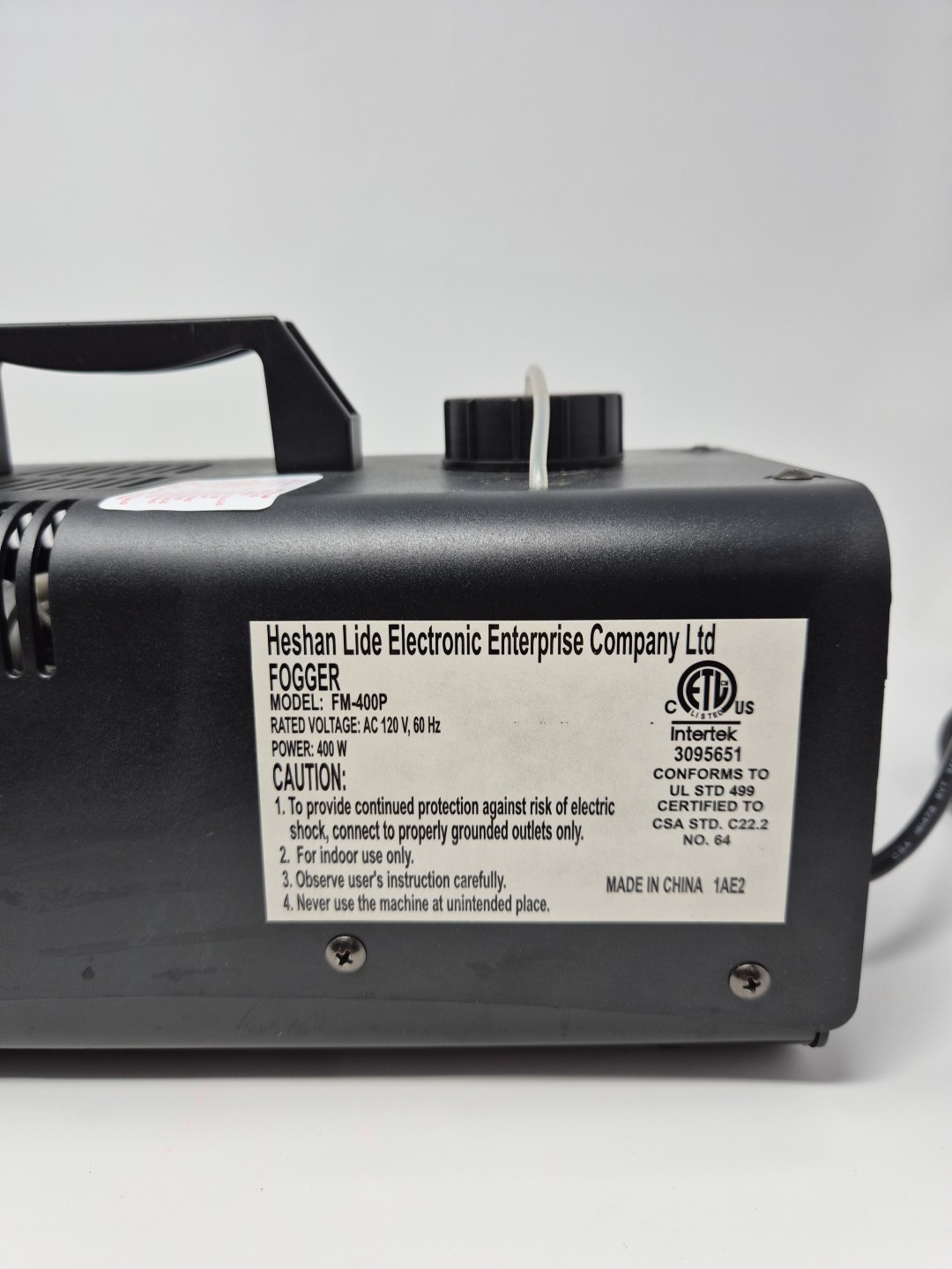 Fog Machine Screamer 400 Watts Black / Good Condition Missing Remote Controller