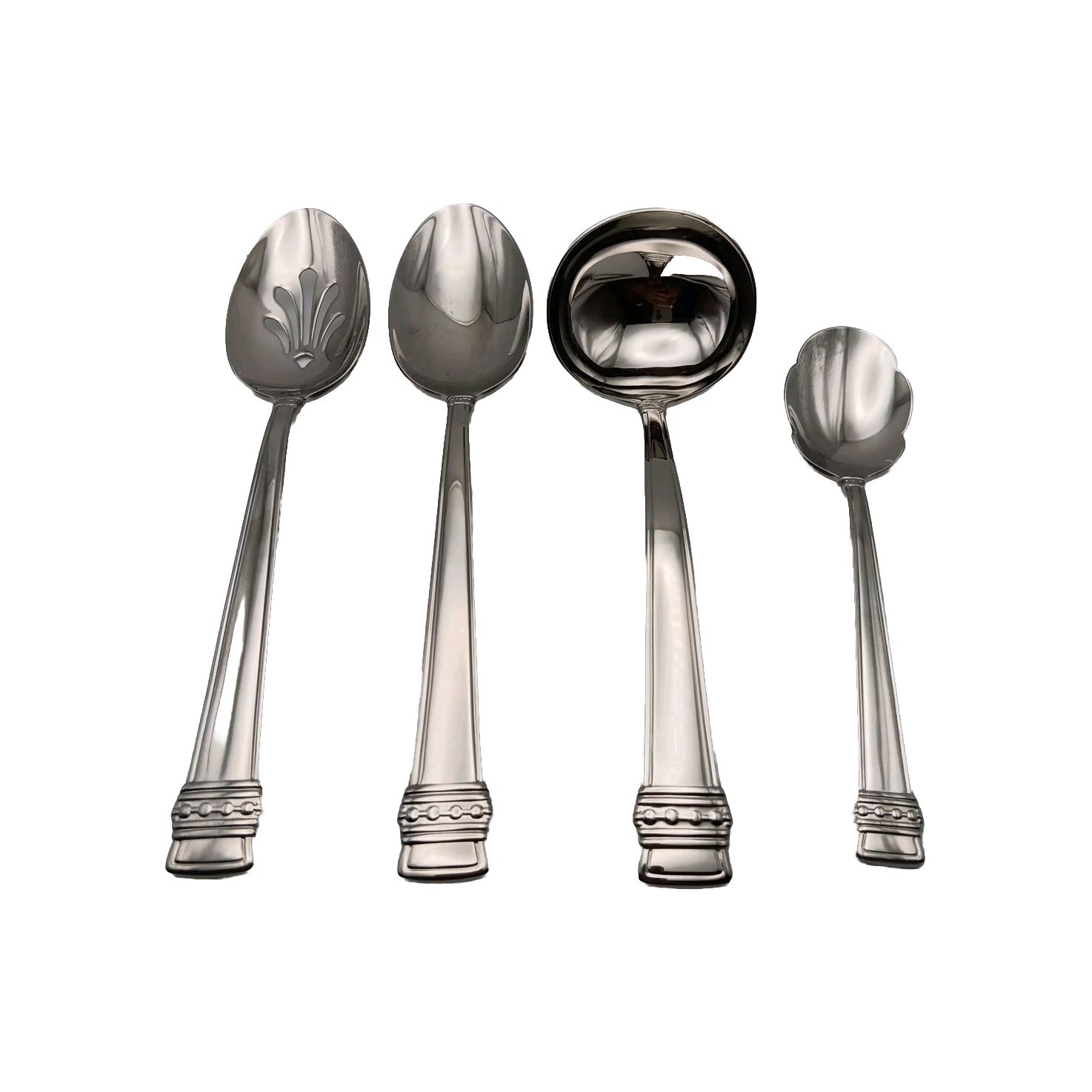 Lenox Hancock Platinum 4pc Server Set 18/8 Stainless F1atware GLOSSY RARE NOS