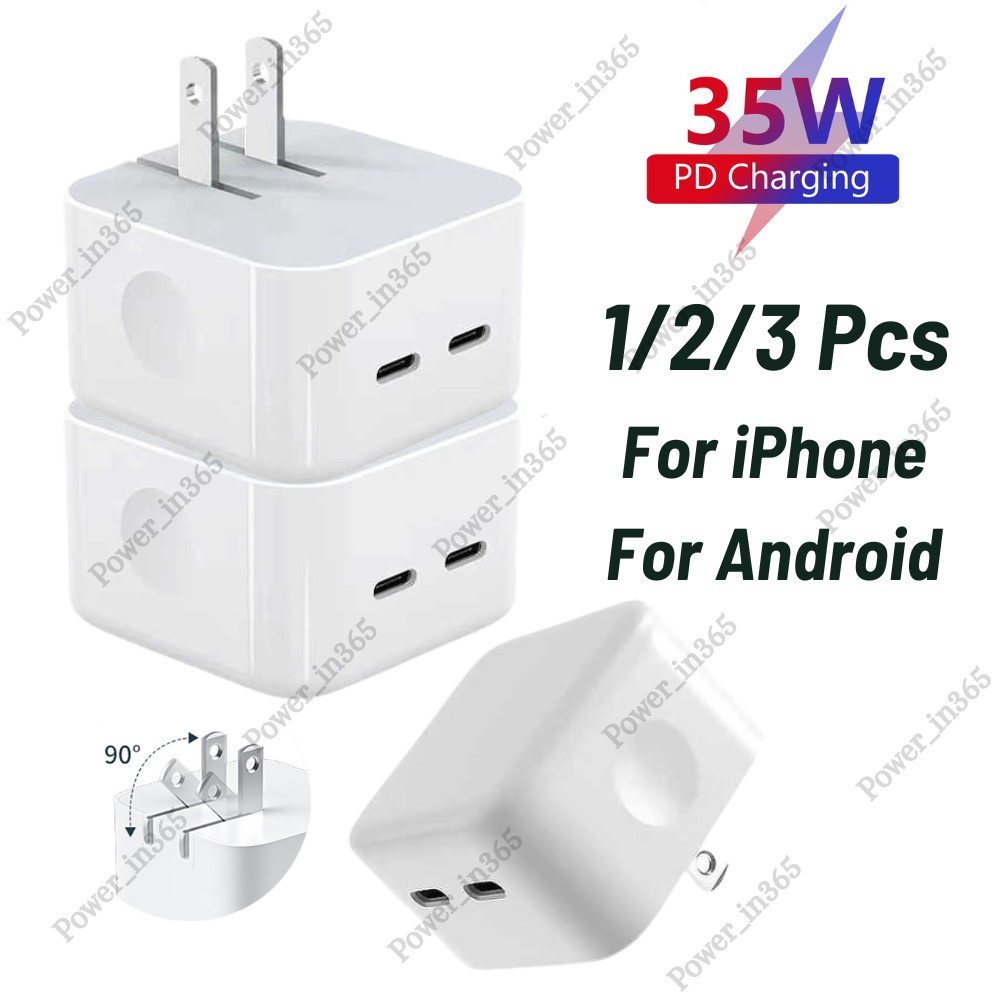 Dual USB C Port 35W Fast Wall Charger Type C Block For iPhone 14 13 12 11 X iPad