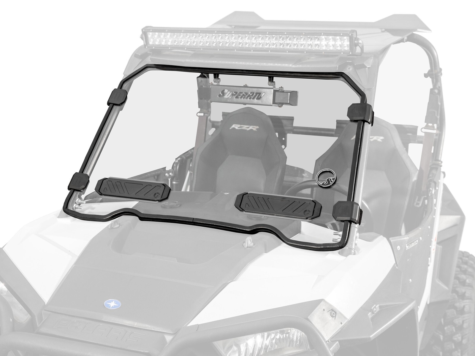SuperATV Scratch Resistant Vented Front Windshield for Polaris RZR XP Turbo