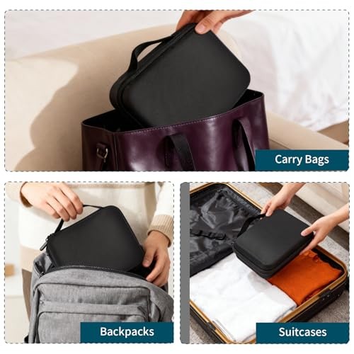 Travel Sunglasses Organizer Case, 5 Adjustable Slot for Multiple Black