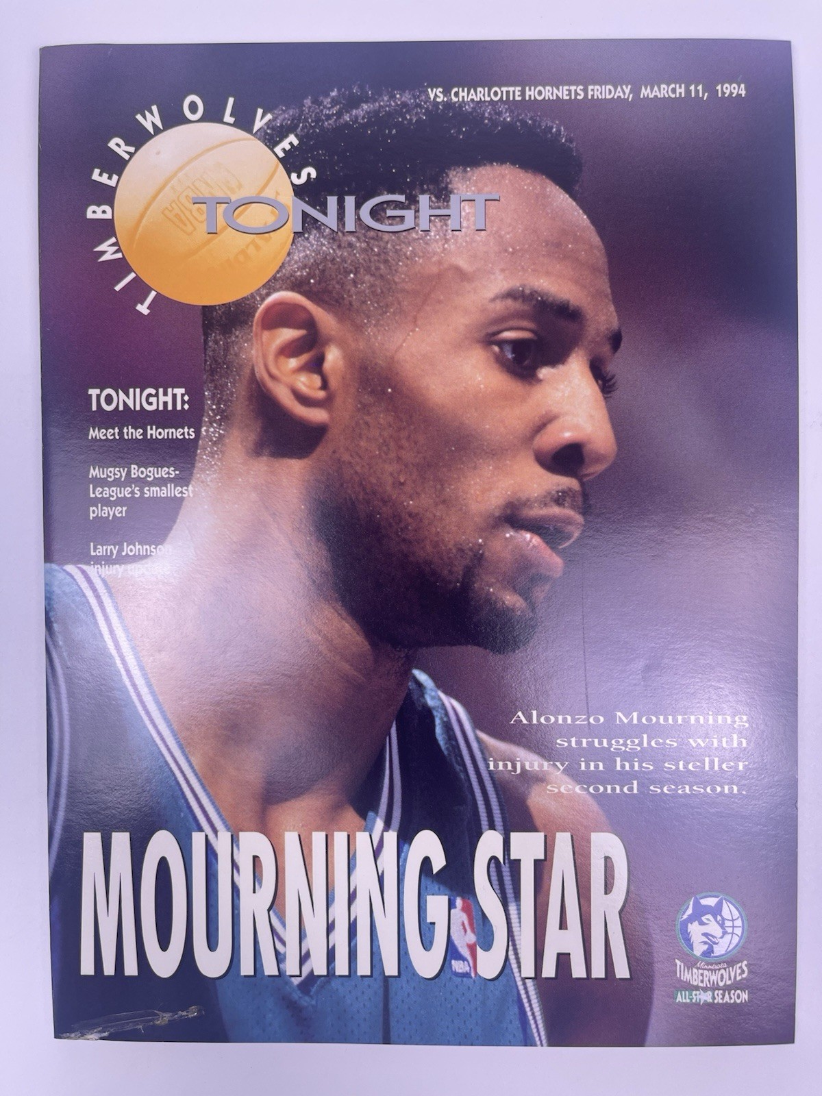 Minnesota Timberwolves Vs Charlette Hornets Mar. 14 1994 TONIGHT Program Mournin
