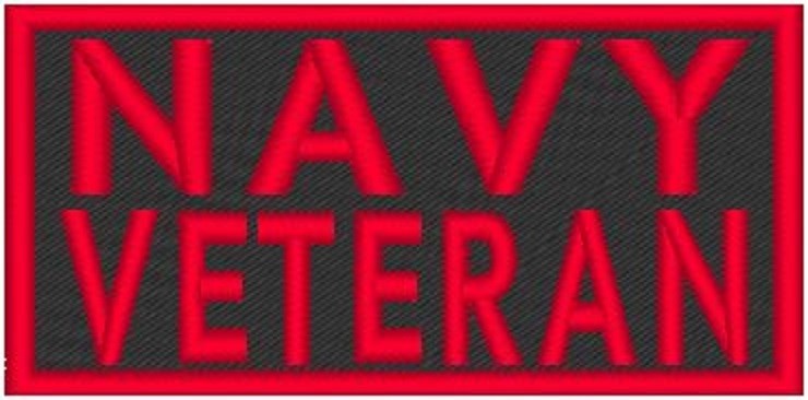 NAVY VETERAN Embroidered Iron-On Patch Biker Emblem Red Border