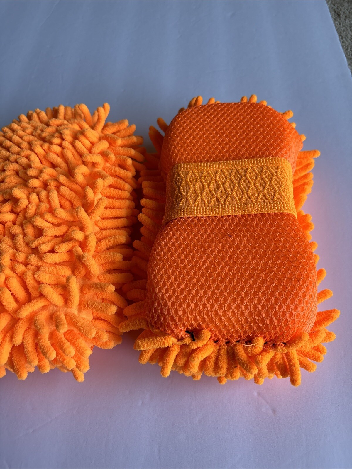 2-pcs Orange Car Wash Washing Microfiber Chenille Mitt Auto Cleaning Glove Dust