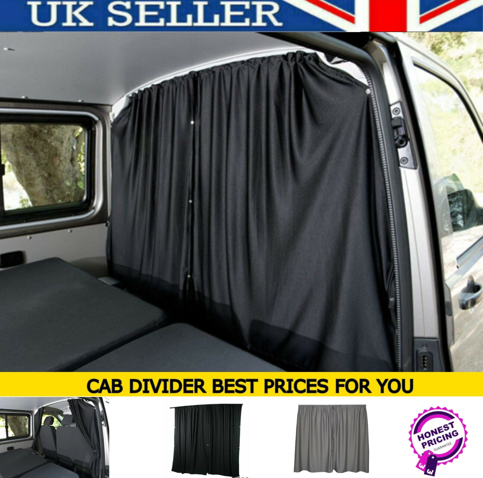 ⭐⭐⭐ VAUXHALL MOVANO BLACKOUT CAB DIVIDER KIT CURTAIN IN BLACK⭐⭐⭐