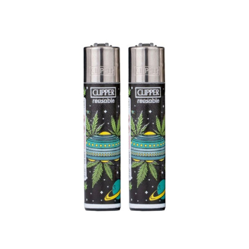 Clipper Lighter | Alien Leaves | SpaceShip | 2 Pack