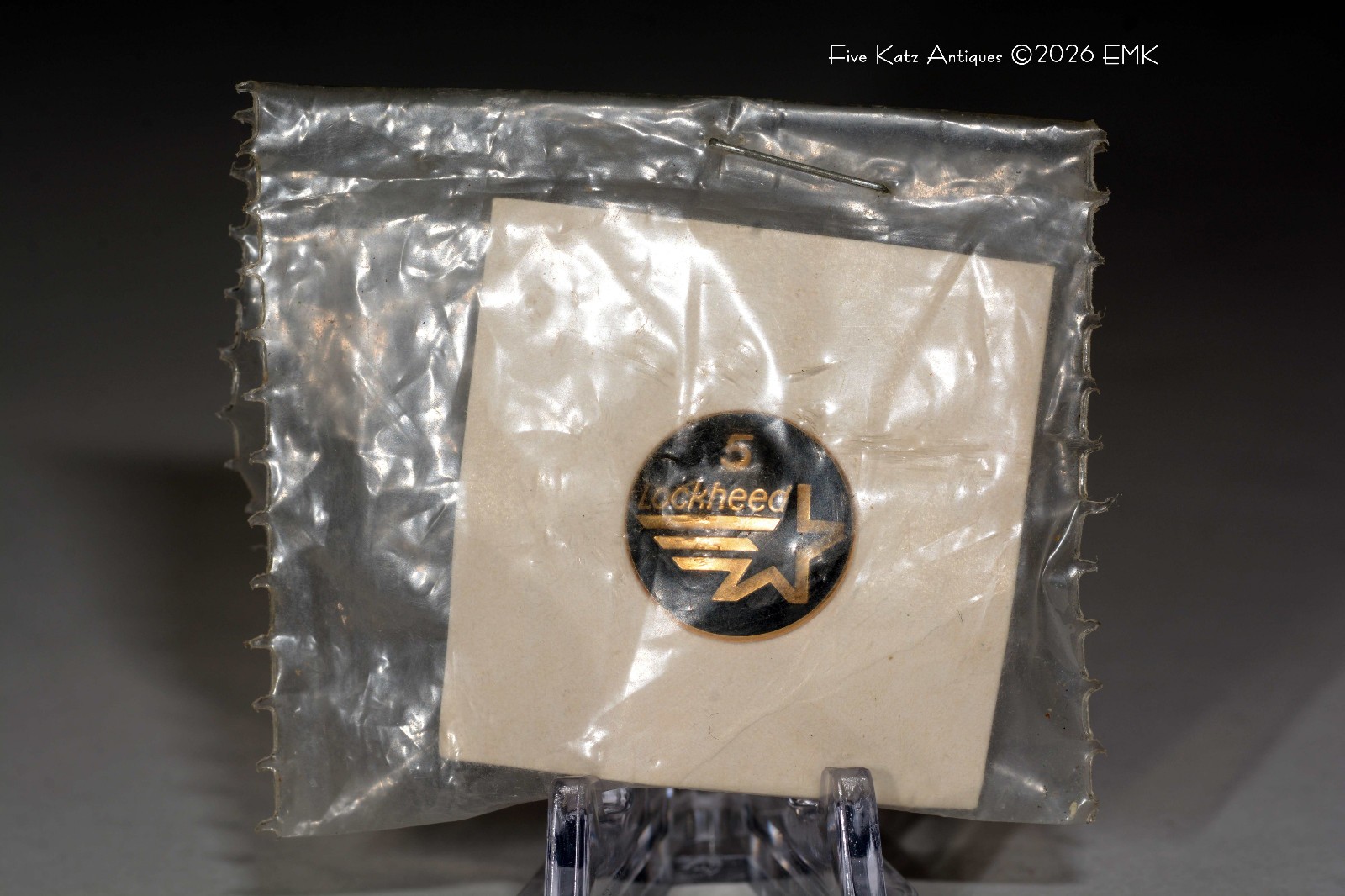 Vintage - Lockheed 5 Year Service Tie Tac in orig bag - NASA Contractor - Space