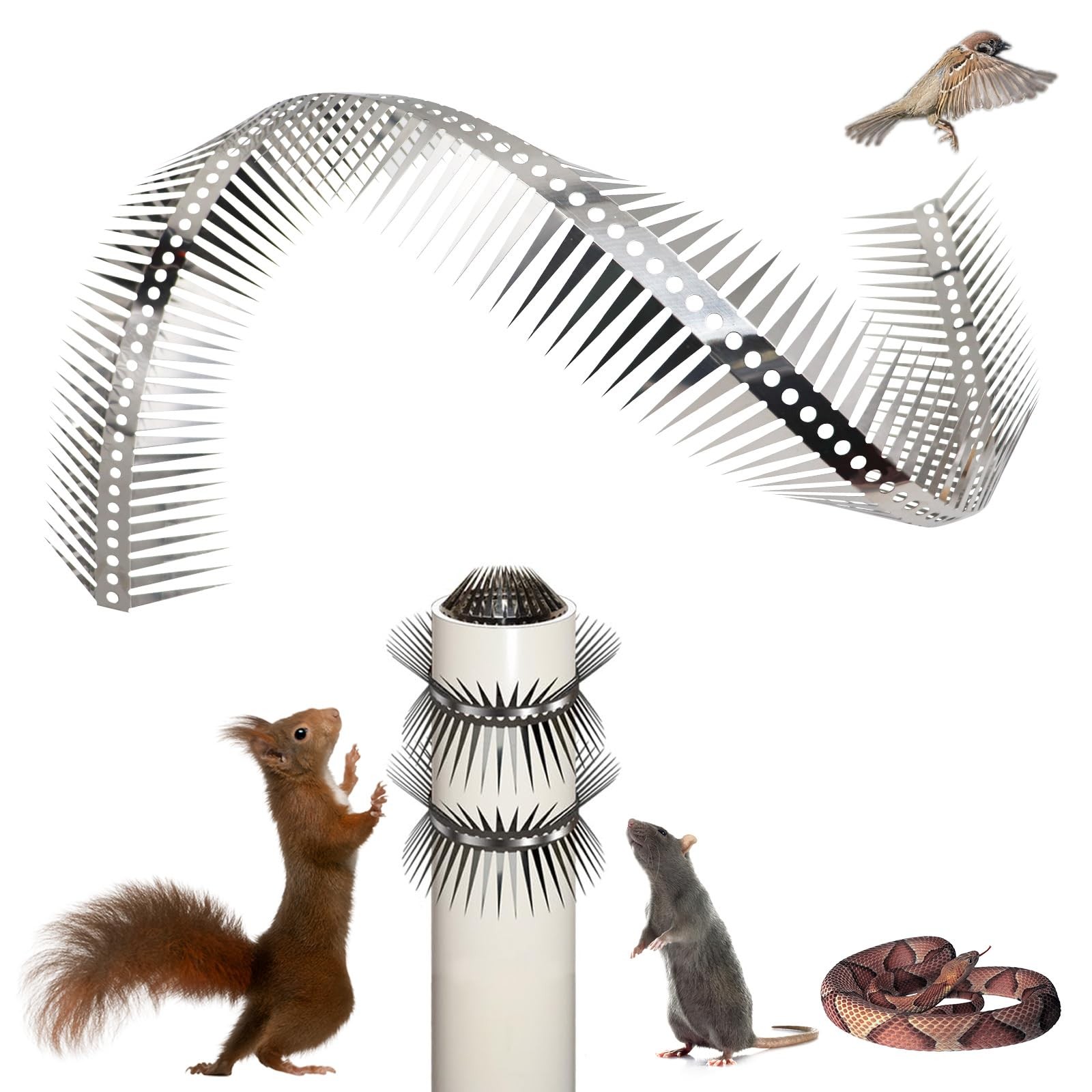 40 Inches Bird Spikes, Stainless Steel Fence Spikes, Cuttable and Bendable Sp...