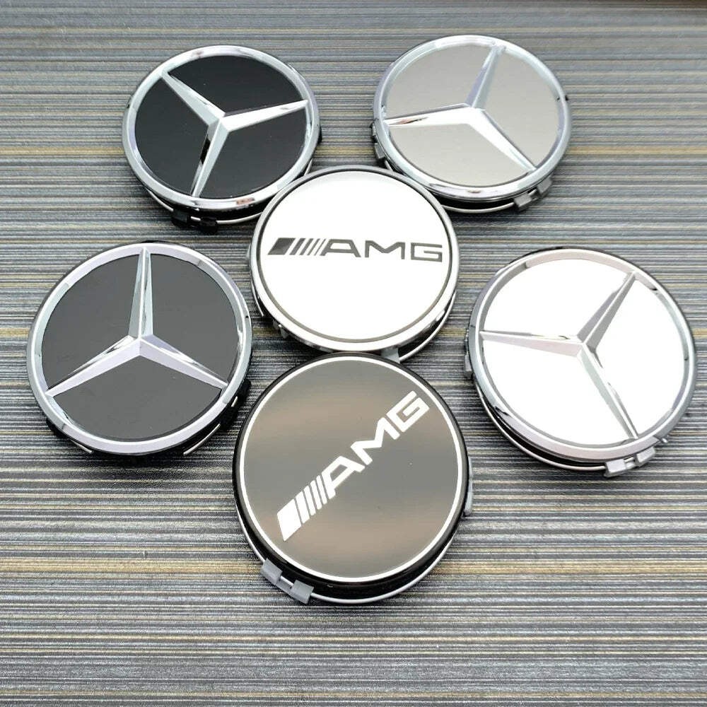 For AMG 4pcs 75MM Car Wheel Center Hub Caps Covers Mercedes Benz A B C S Class A