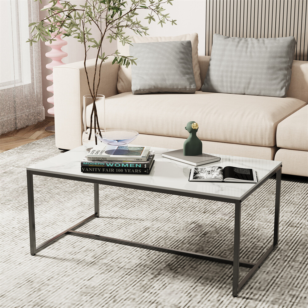 Rectangular Coffee Table Sintered Stone Cocktail Table For Living Room Apartment
