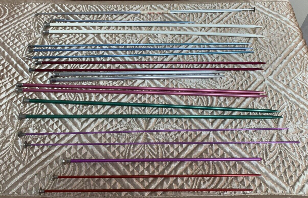 Large Assorted Lot of Aero Boye Bates Metal Aluminum Knitting Needles