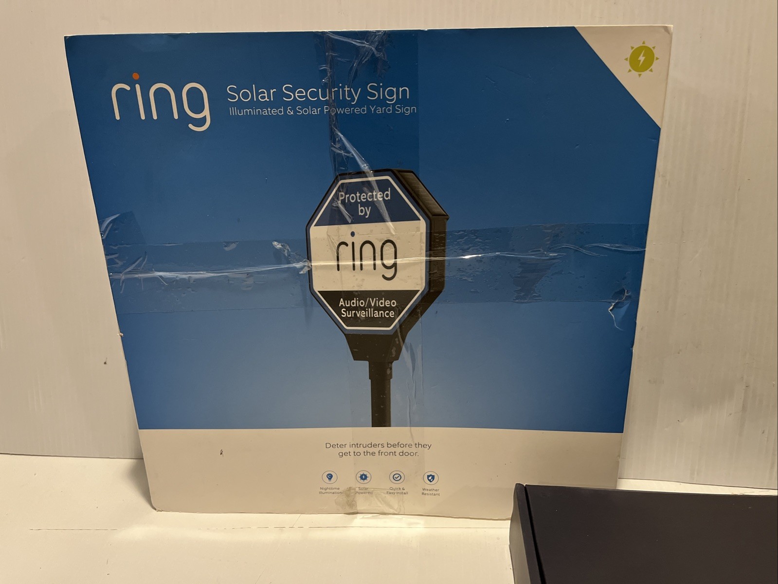 RING Solar Yard Sign Lights Up NEW Authentic Security Surveillance
