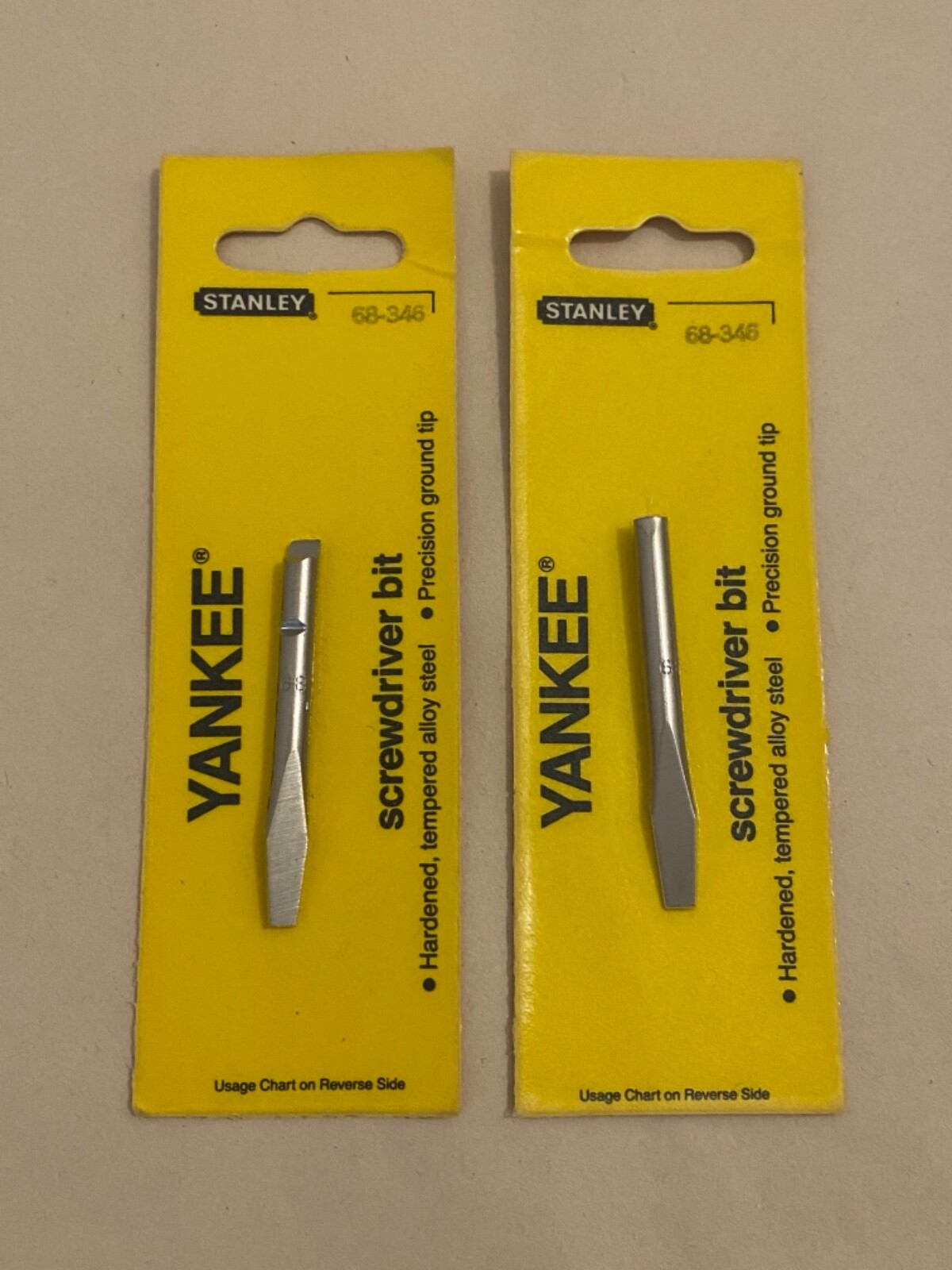 (2) STANLEY YANKEE #68-346 SLOTTED SCREWDRIVER BITS - 133 135 233 68-133 - NEW