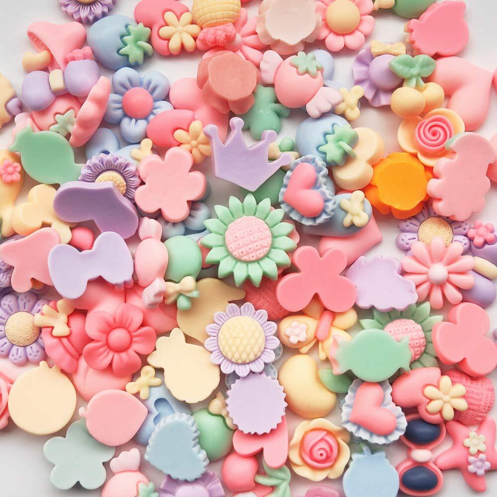 40 Resin Flatback Flowers Mixed Designs DIY Scrapbooking Art Album Crafting