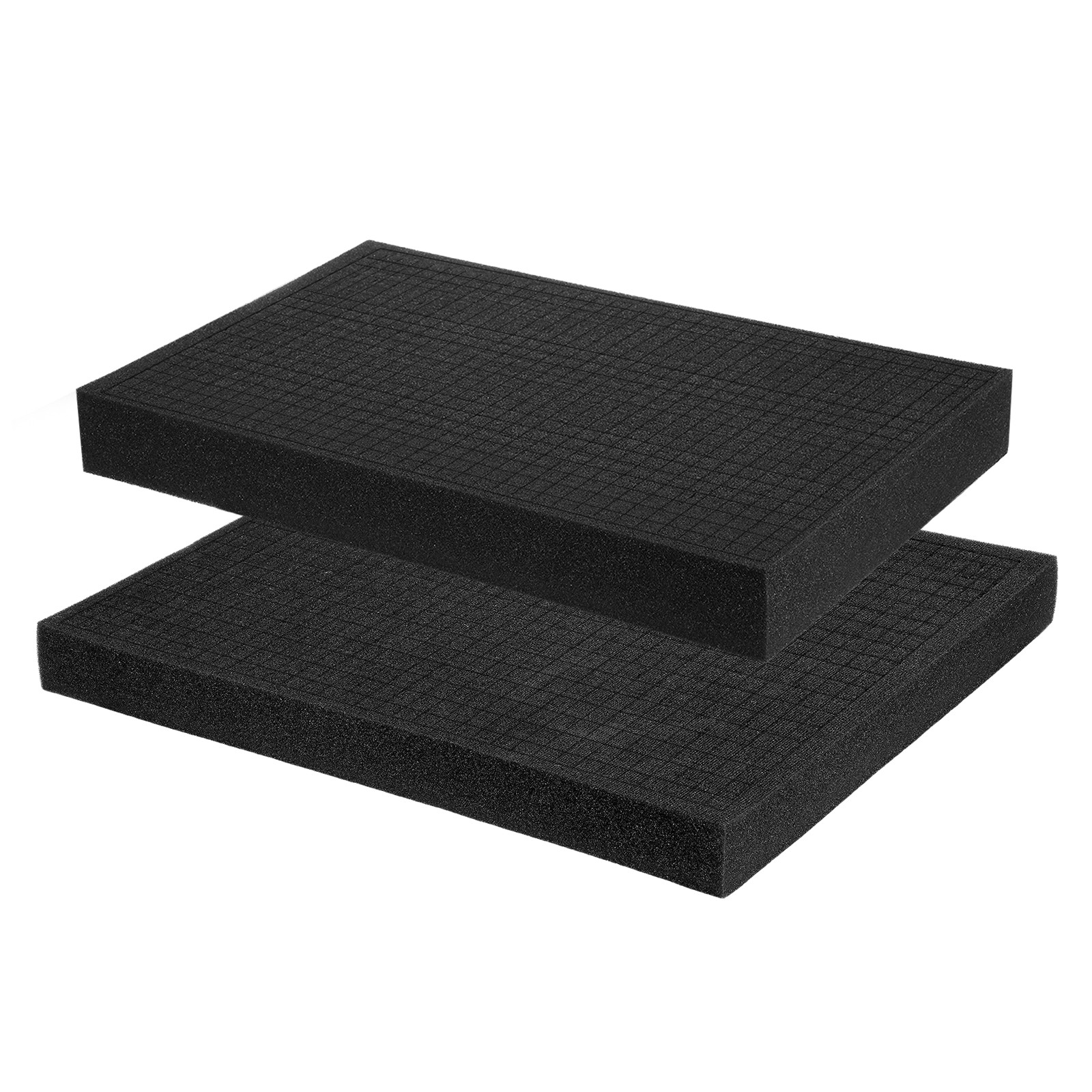 16"Lx8"Wx2"T & 16"Lx12"Wx1.6"T Polyurethane Foam Inserts Pre Cut(Black, 2pcs)