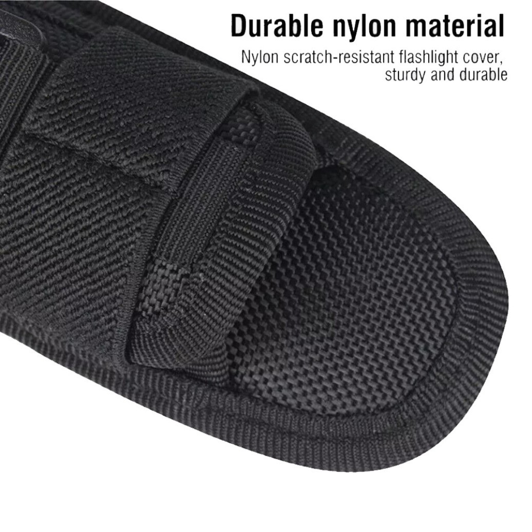Tactical Flashlight Holster with 360 Degrees Rotatable Clip Stretchy Nylon Pouch