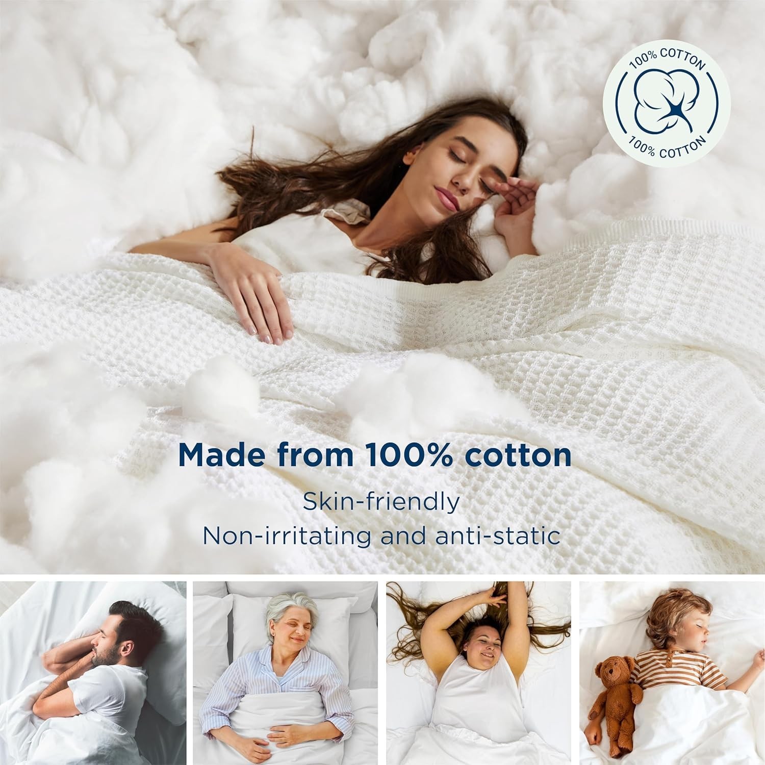 Gentlesoft 100% Cotton Blanket King Size Bed Cooling Breathable & Soft Spring