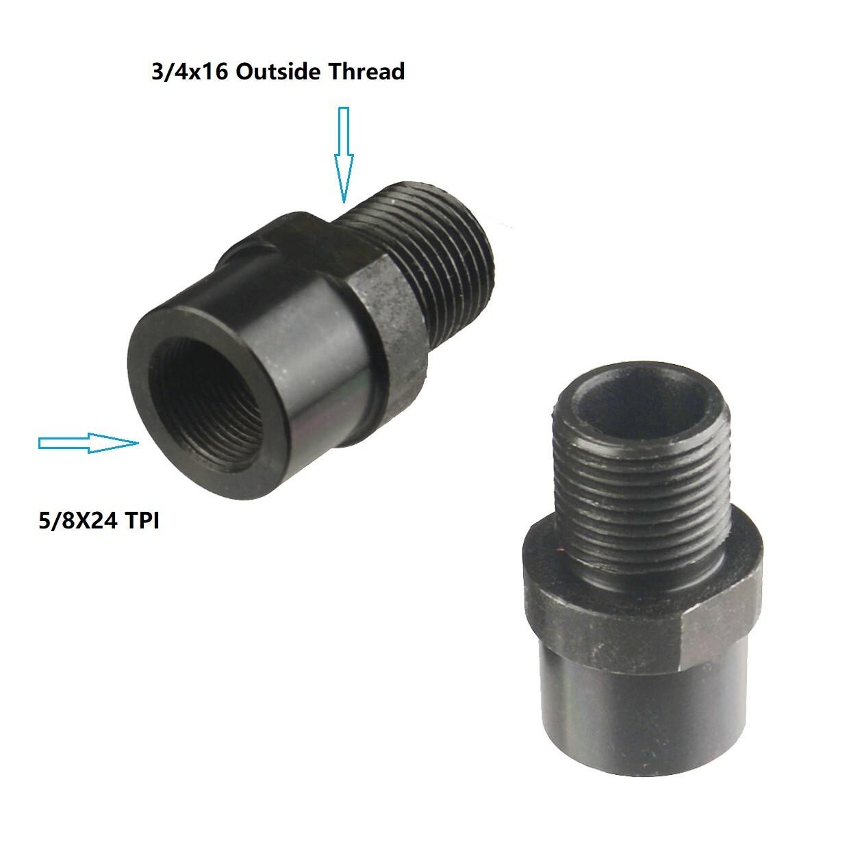 All Steel 5/8x24 TPI To 3/4x16 Protector Converter Black
