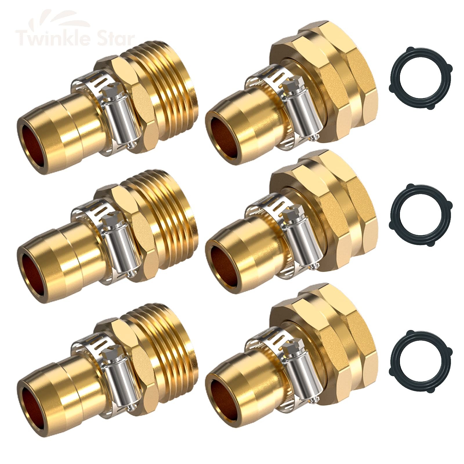 Twinkle Star Garden Hose Repair 5/8"-3 Set, Fit for 3/4" or 5/8" hose