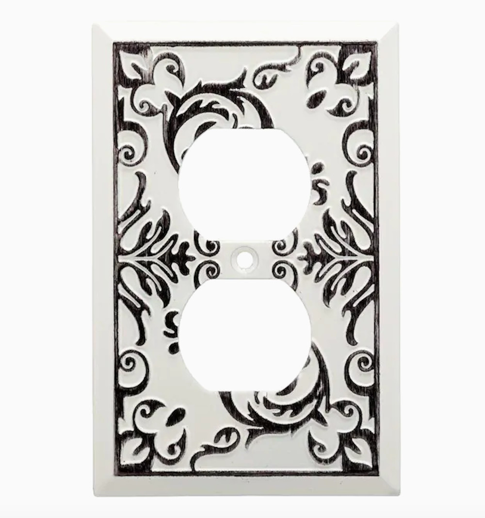 W27107-WW Fairhope White Wash Single Duplex Cover Plate