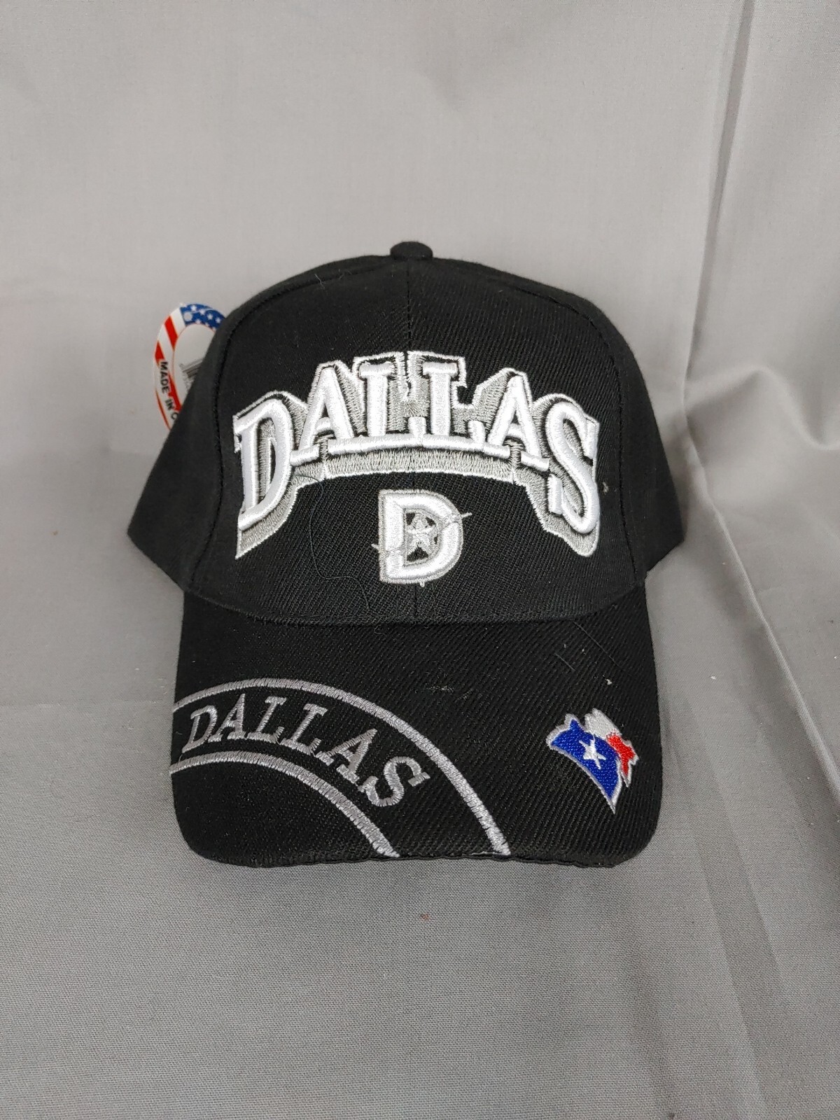 Dallas Black Ball Cap Embordered Bill Adjustable New with Tags