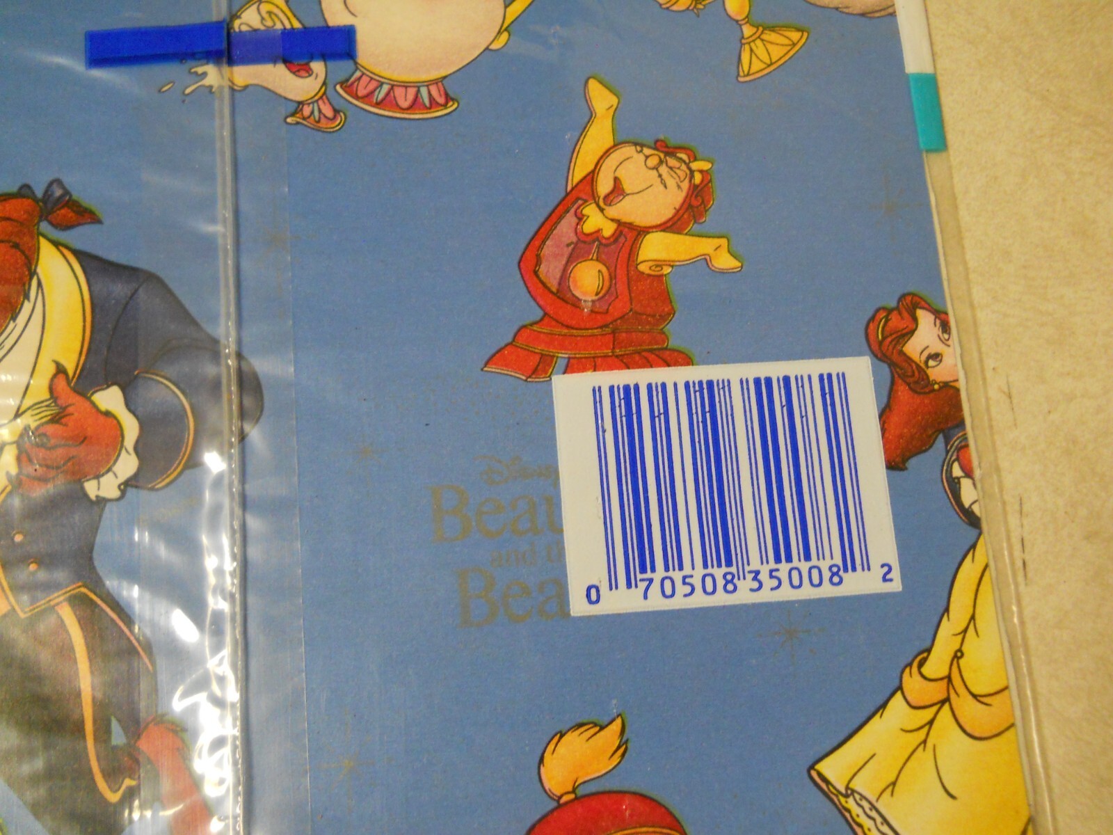 Vintage Disney’s Beauty and the Beast Gift Wrap 2 Sheets, New Sealed!