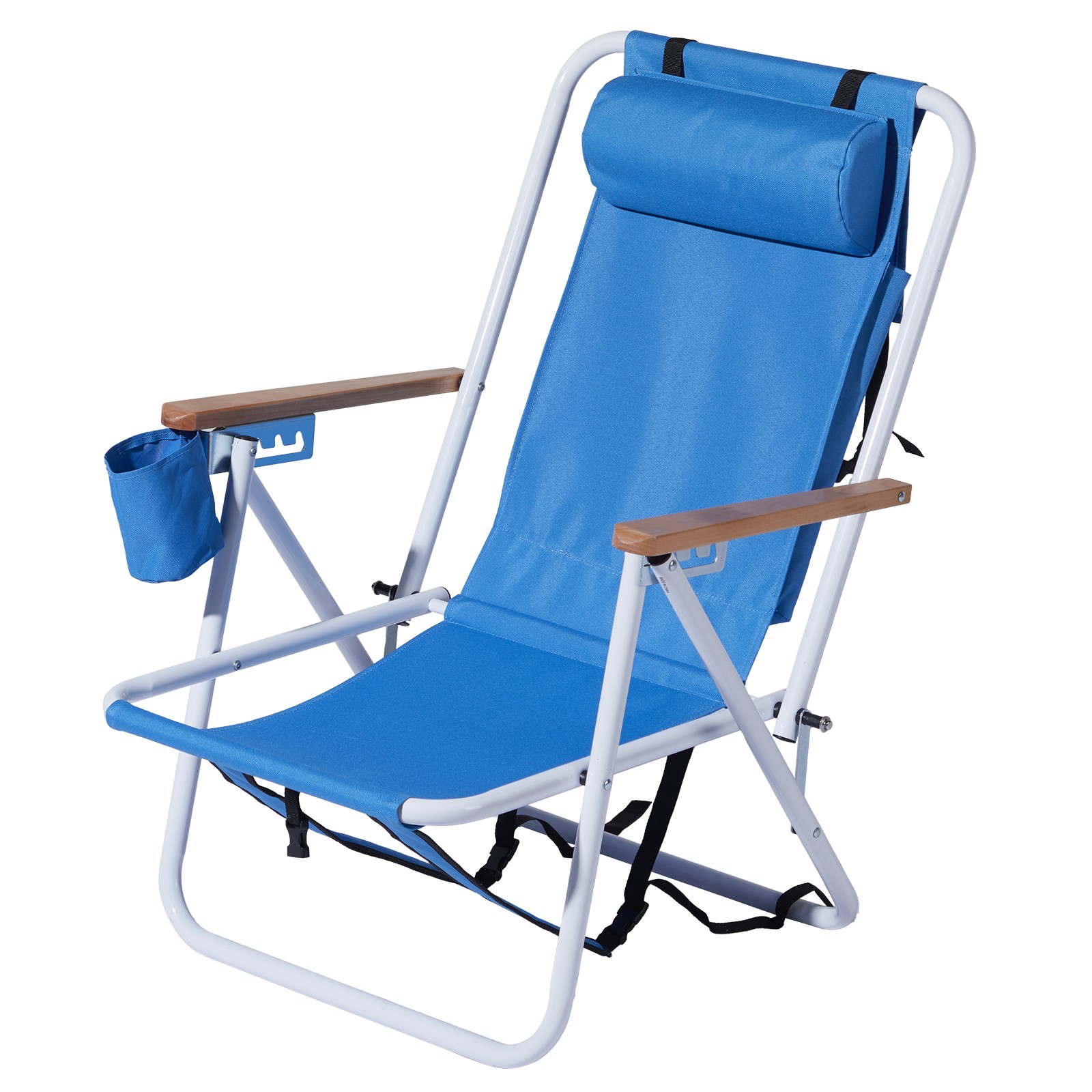 Backpack Beach Chair Folding Portable Chair Blue Solid Construction Color Blue
