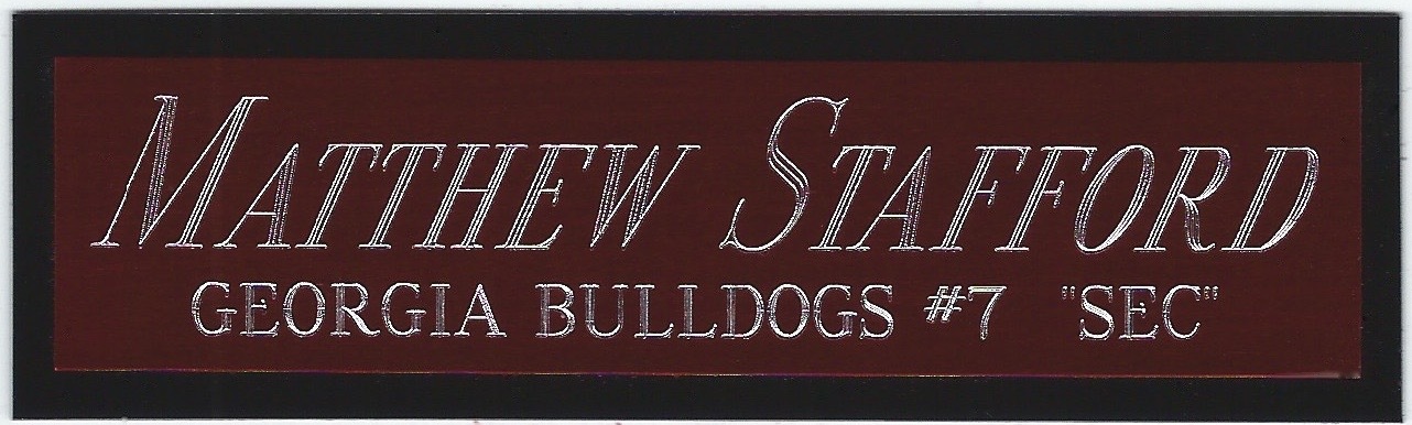MATTHEW STAFFORD GEORGIA NAMEPLATE AUTOGRAPH SIGNED FOOTBALL HELMET JERSEY PHOTO
