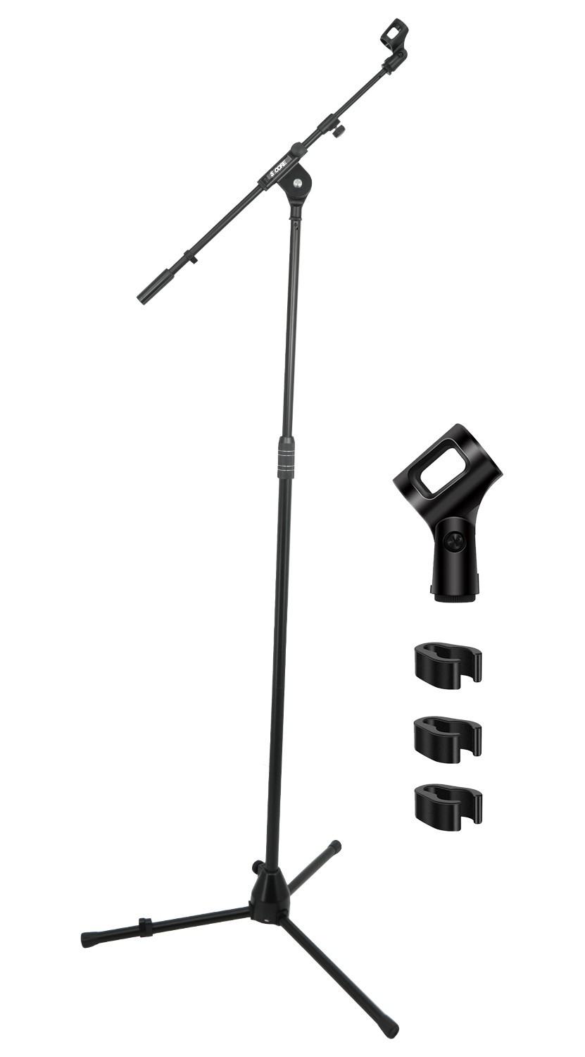 5 Core Microphone Stand Floor Adjustable w Extending Telescoping metal Boom Arm