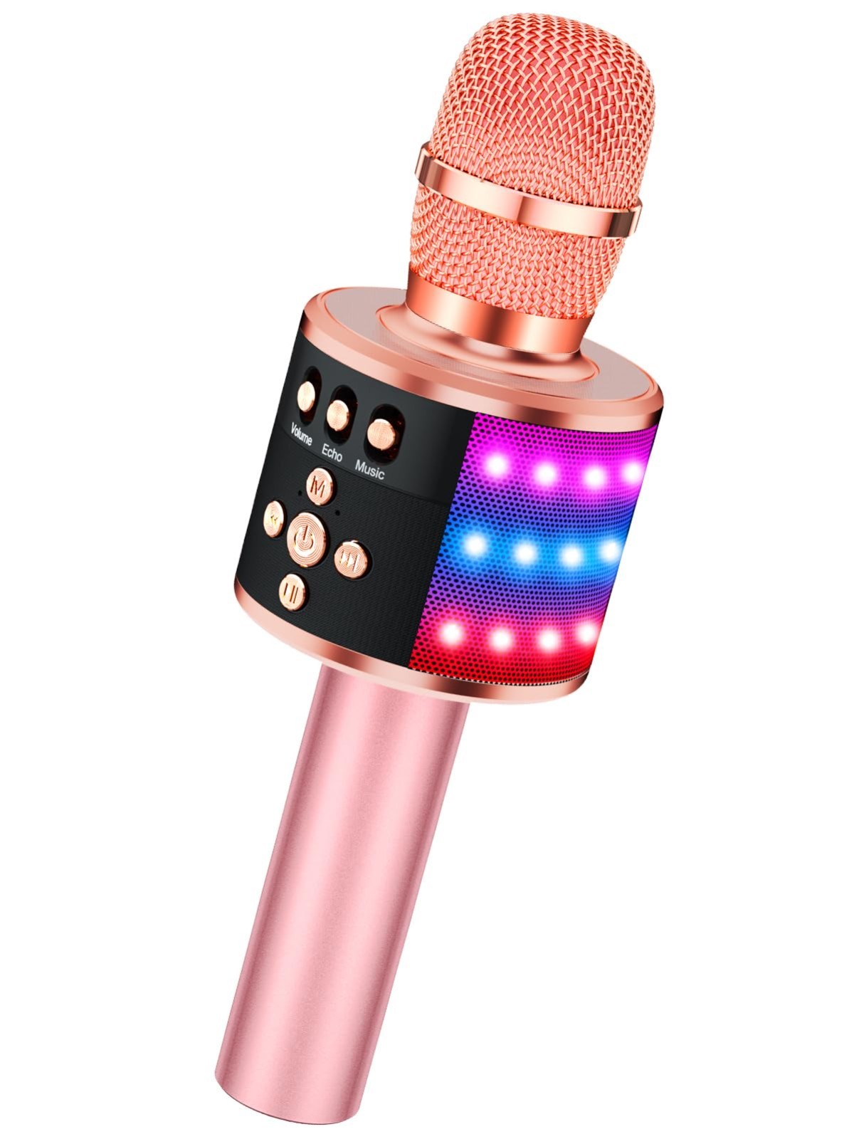 Portable Bluetooth Karaoke Microphone with Disco Lights & Echo Effect - Kids & A