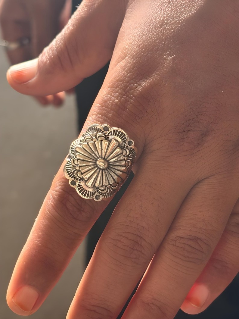 Silver Concho Ring 925 Sterling Silver Shield Ring Handmade Statement Women Gift