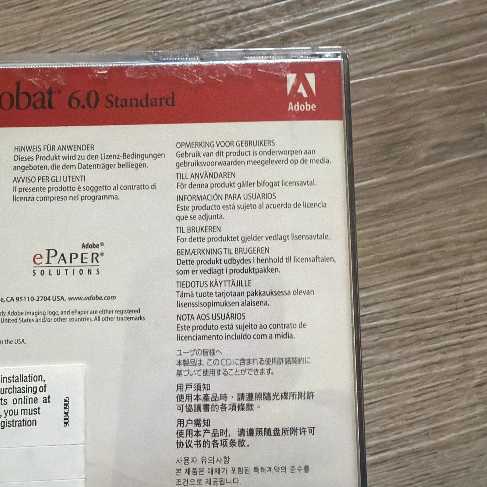 Adobe Acrobat 6.0 Standard 90046061 Windows CD w/ OEM Serial Number