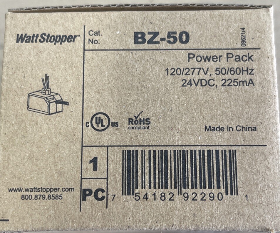 Wattstopper BZ-50 Power Pack 120 277V 50/60Hz 24VDC 225mA