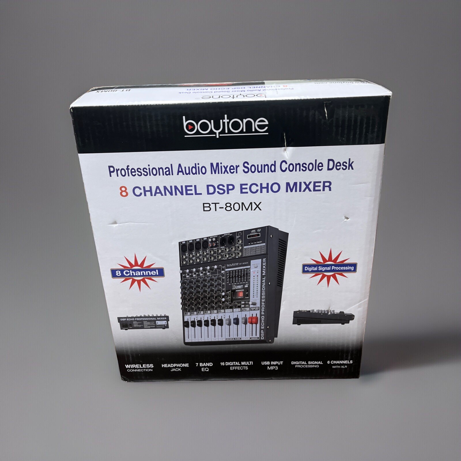 BOYTONE 8 Channel BLUETOOTH Professional Live Studio Audio Mixer USB, 7 BAND EQ