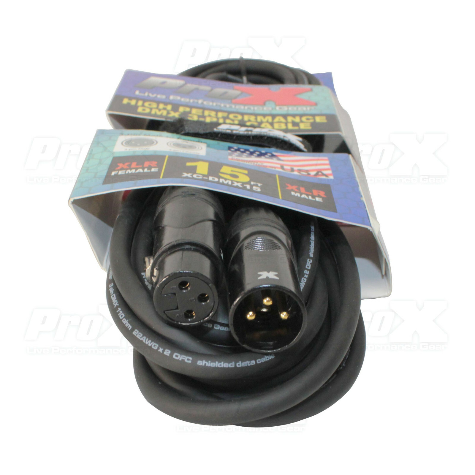 20 ProX DMX Cable 3 Pin 15 ft High Performance Lighting Data Cable