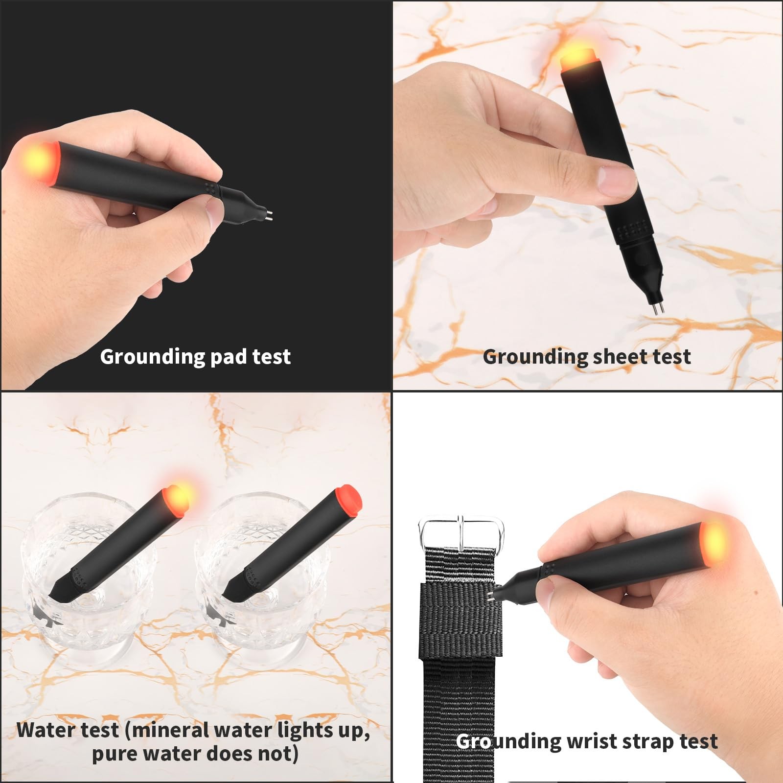 Conductivity Test Pen, Continuity Tester for Grounding Mats Pads black, Red