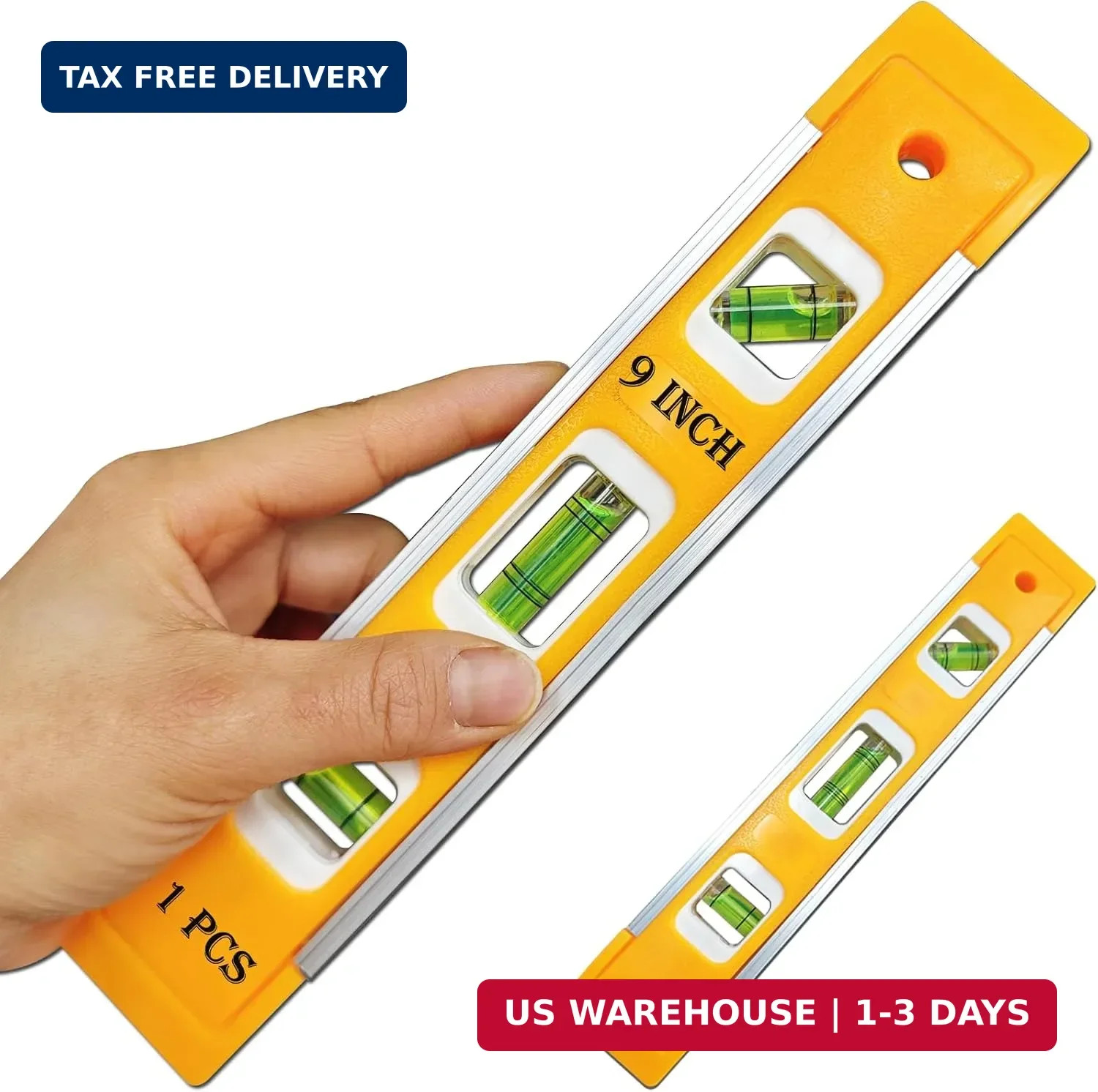 9 Inch Torpedo Level Magnetic, Shock-Proof Small Level Tool with 45/90/180 Degre