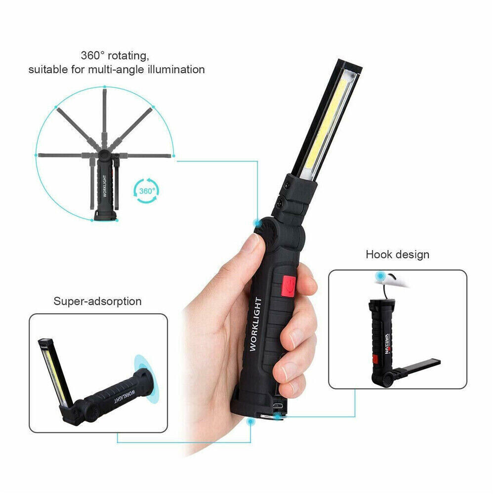 1/2/4PCS Rechargeable LED COB Work Light Mechanic Flashlight Lamp Magnetic Base
