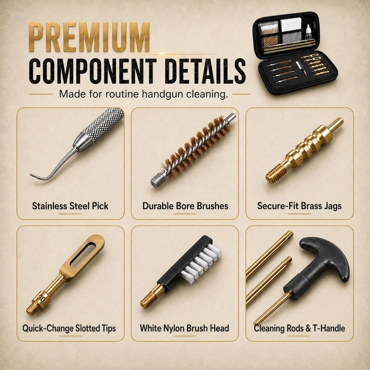 Universal Gun Cleaning Kit for .22, .357, .38, .40 & .45 Caliber