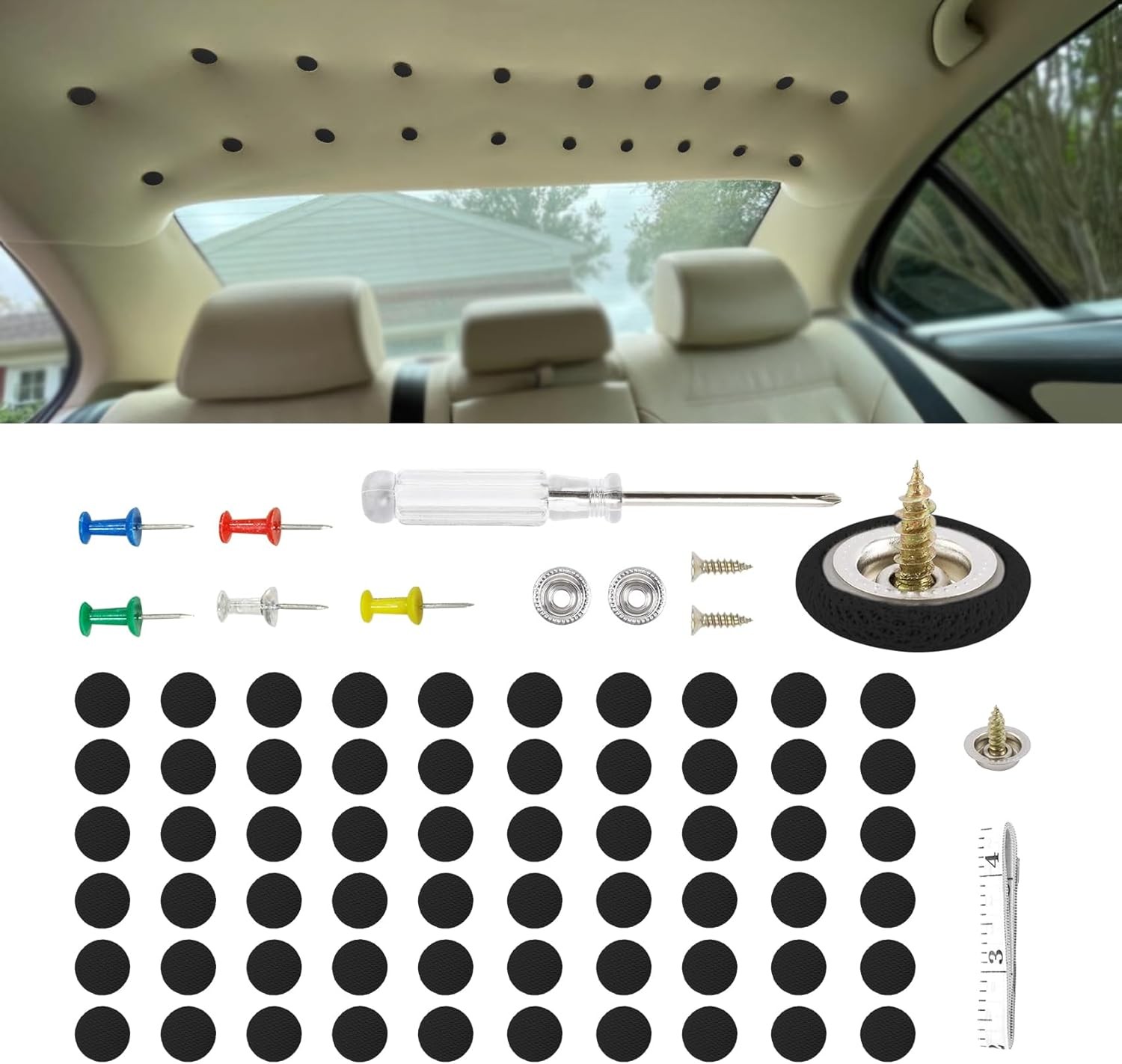 60PCS Car Roof Headliner Repair Kit, Headliner Pins, Auto Roof Snap  Plaid black