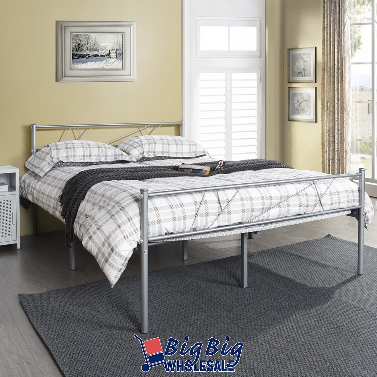 Full Size Metal Bed Frame with Headboard and Footboard/Mattress Foundation Steel