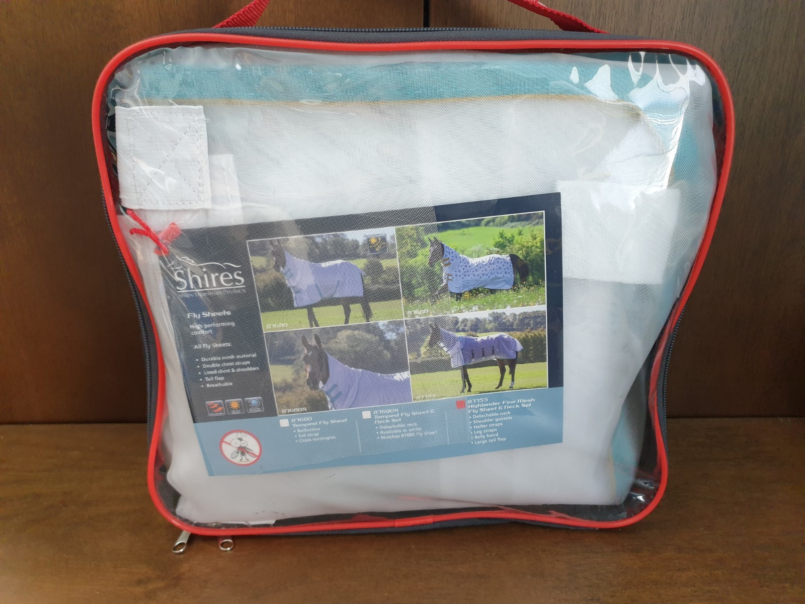 Shires Highlander Fine Mesh Fly Sheet & Neck Set - 72" 6 ft - White & Teal