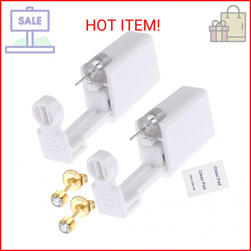 Lyuxzad Ear Piercing Gun Kit - 6Pcs Disposable Kit With Self Piercing Gun, Built
