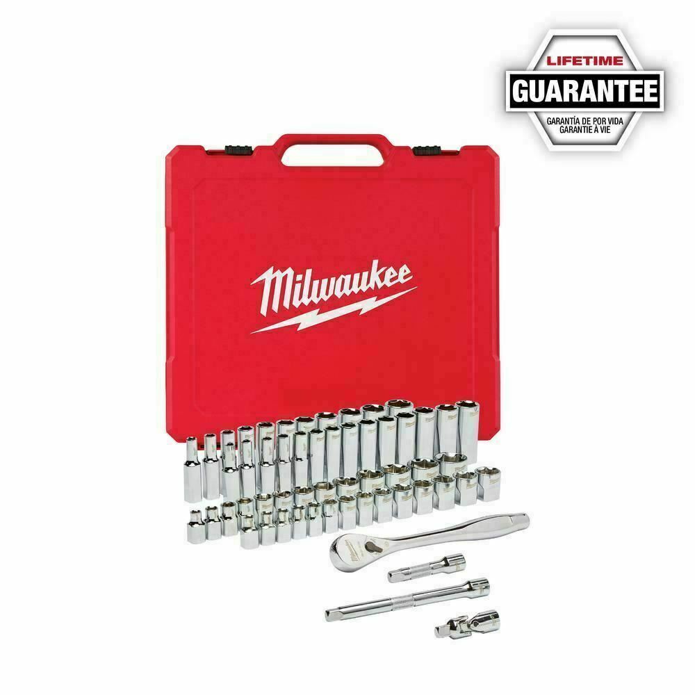 Milwaukee 48-22-9008 3/8" Dr 56pc SAE/Metric Ratchet & Socket Mechanics Tool Set