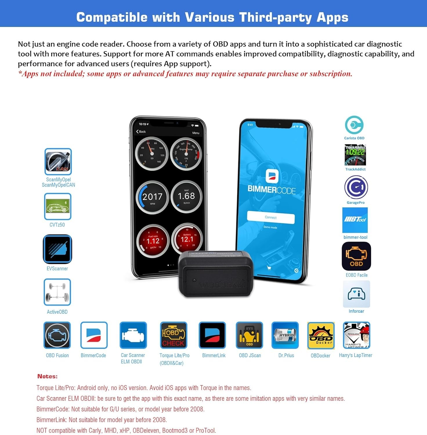 Veepeak OBDCheck BLE Plus Bluetooth OBD2 Scanner iOS Android